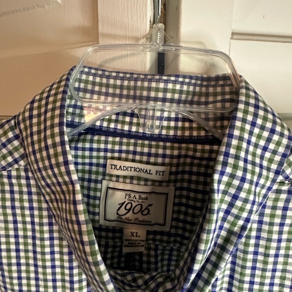Jos. A. Bank men's button down shirt. Green and blue plaid. Tradtional fit. XL - Picture 5 of 5